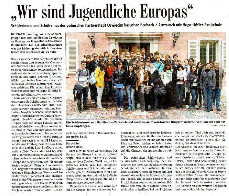 Badische Zeitung, Oktober 2010