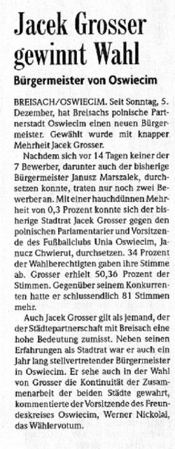 Badische Zeitung, Dezember 2010